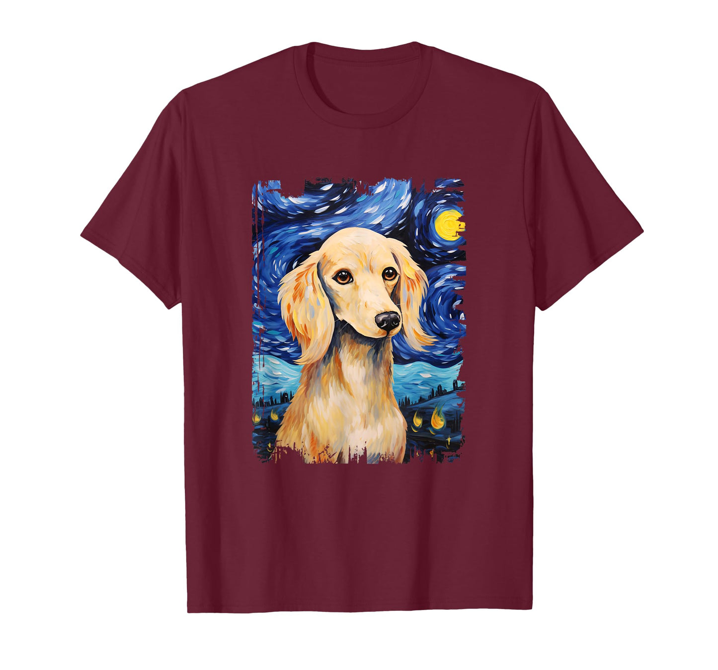 Cream Dachshund Dog Starry Night Painting Dog Mom Dad T-Shirt
