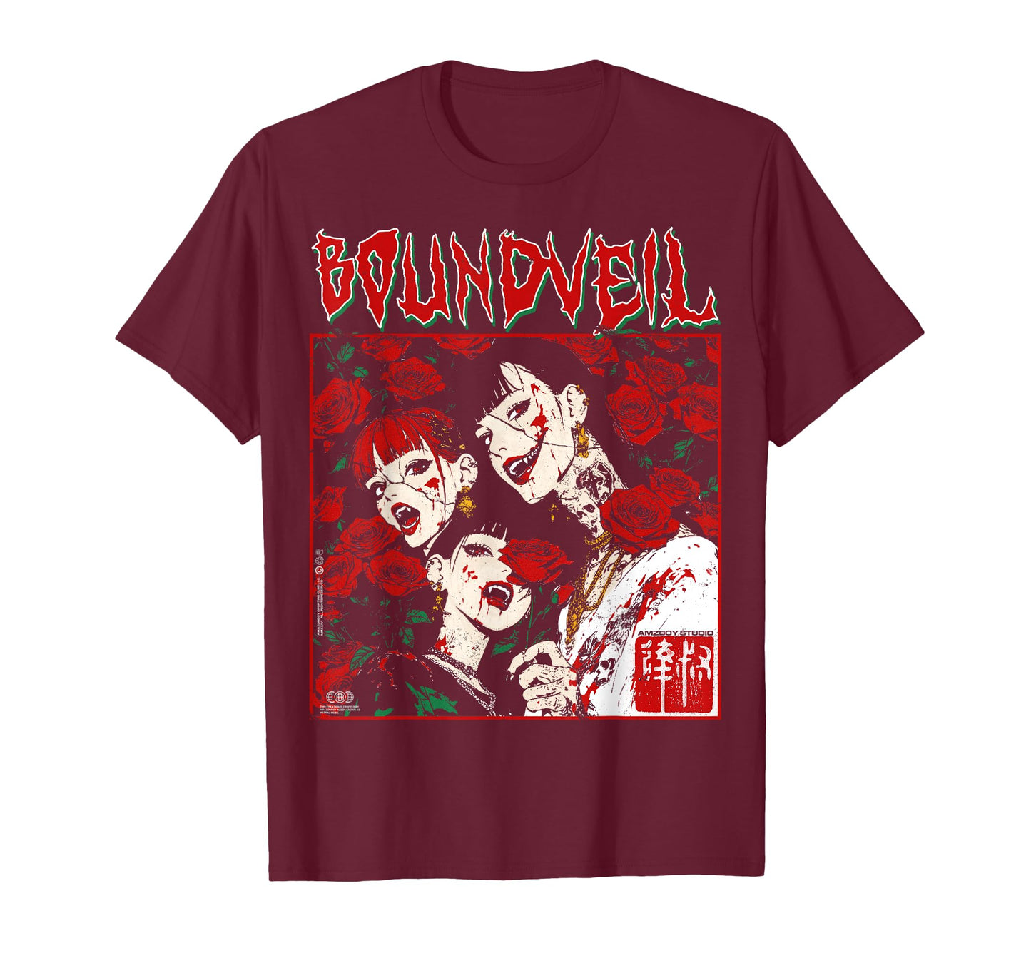 Creepy Manga Horror Anime Y2K Horror Alt Emo Goth Vampire T-Shirt