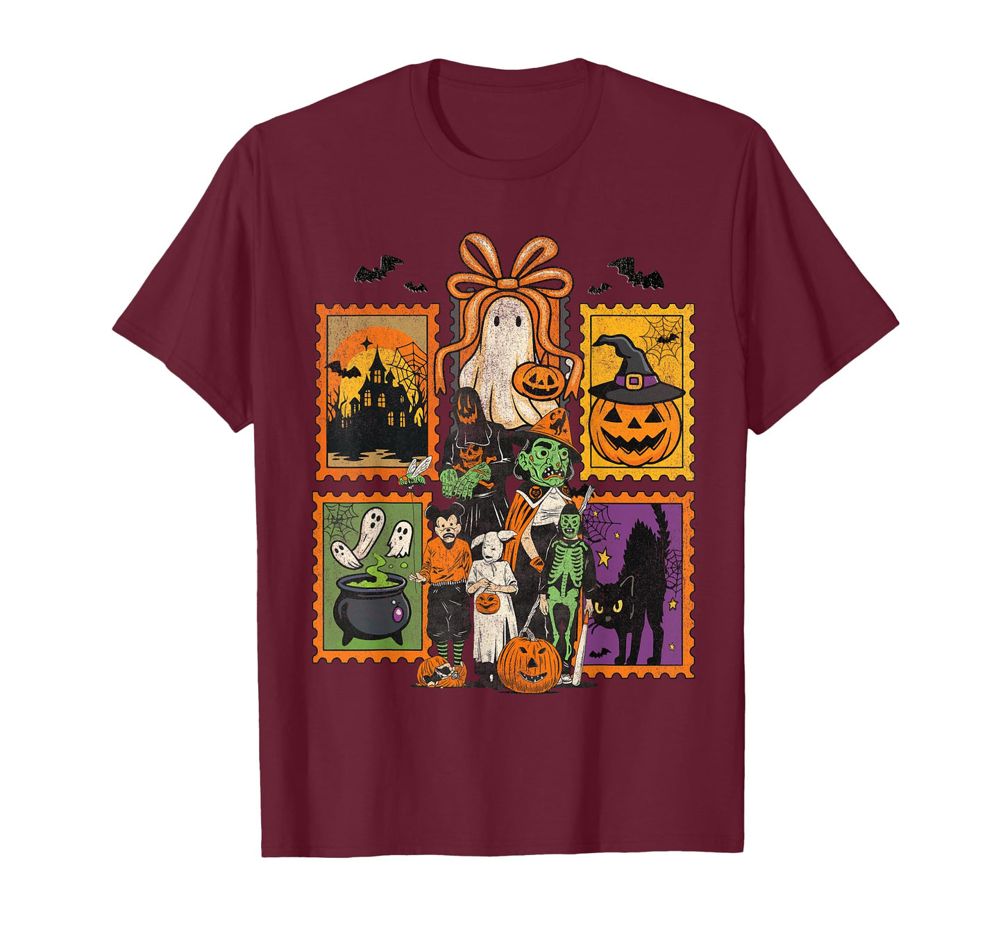 Spooky Vibes Tarot Halloween Ghost retro Pumpkin T-Shirt