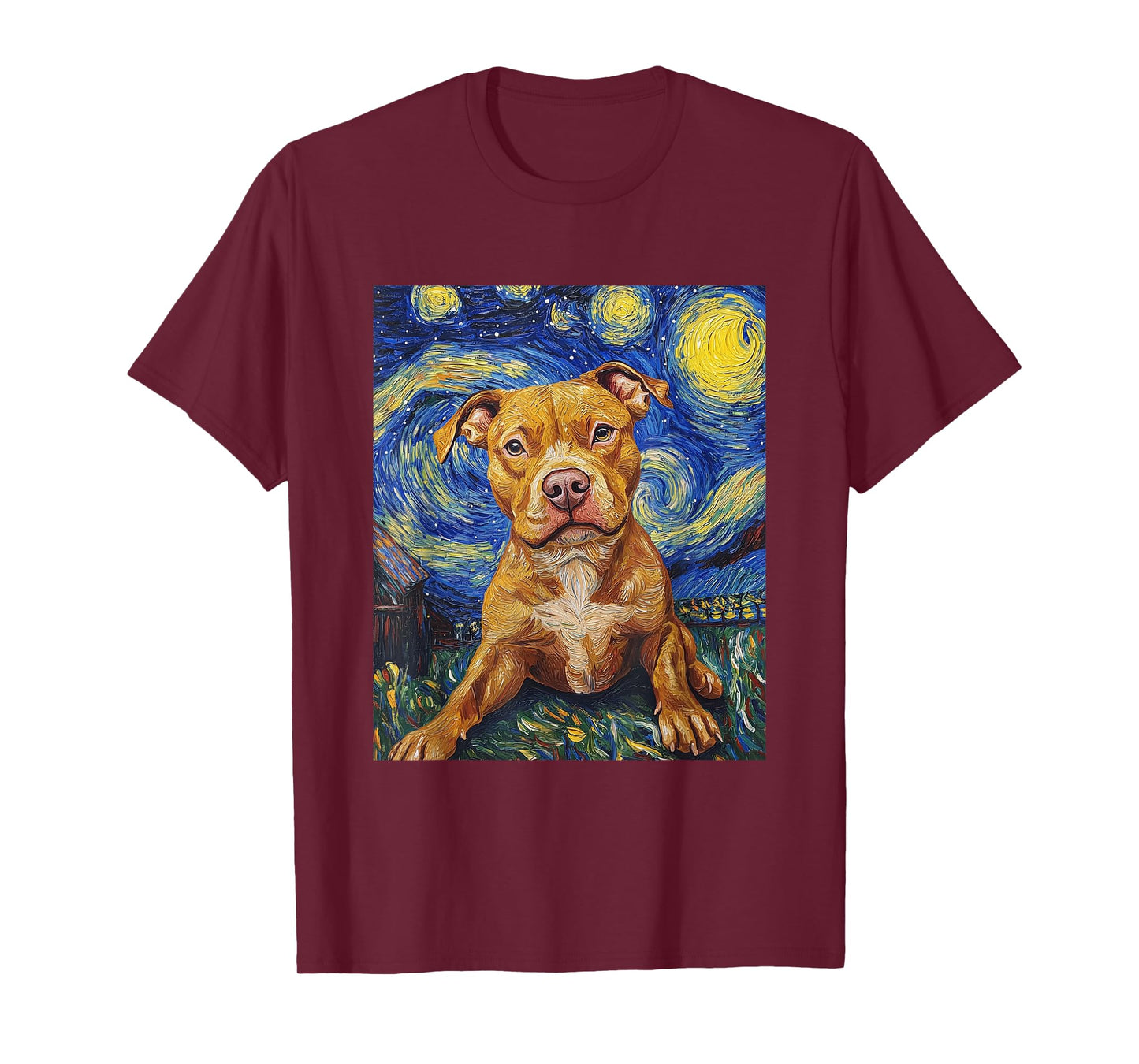 Pitbull Dog Pit Bull Pittie - Van Gogh Style - Starry Night T-Shirt