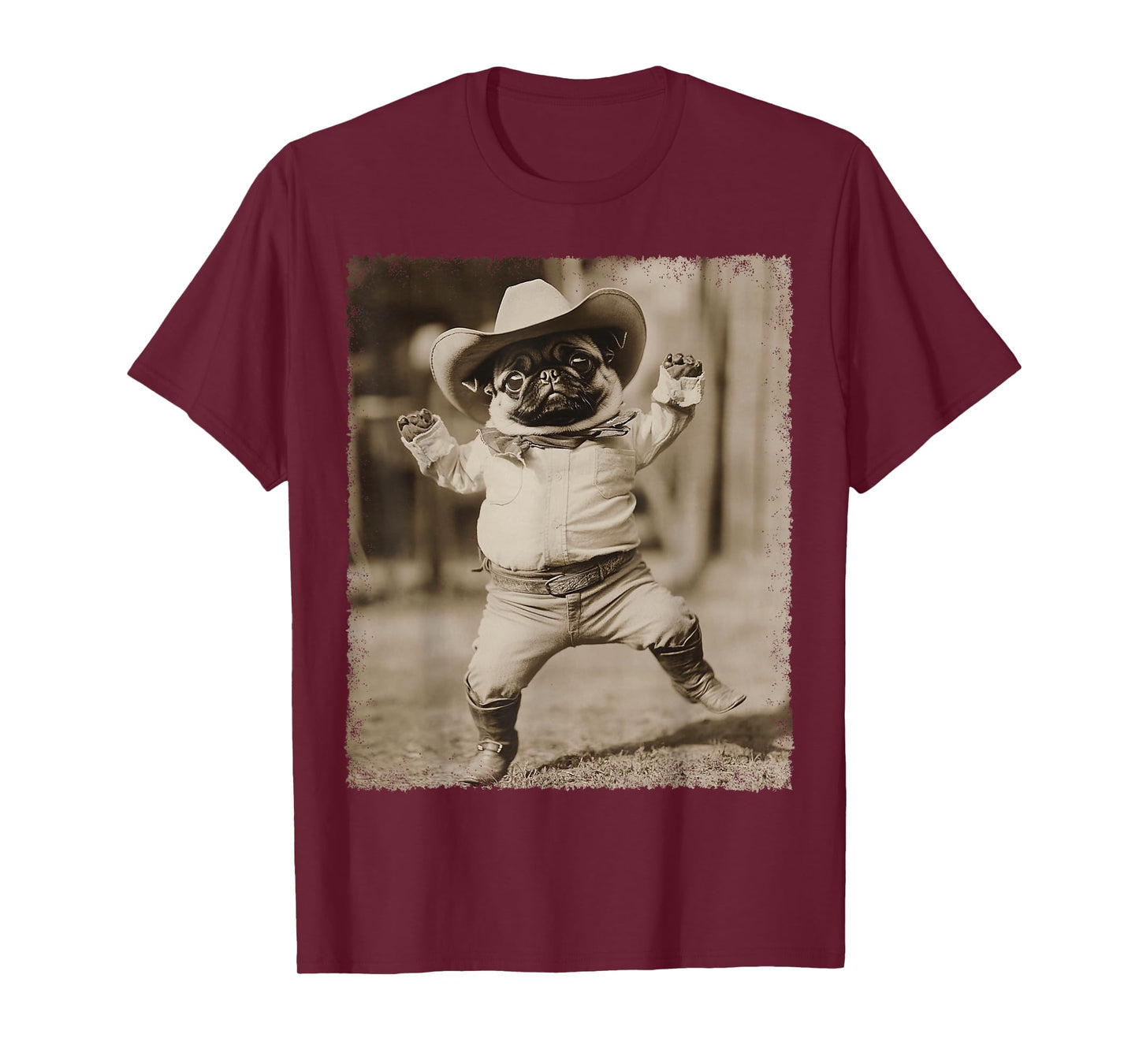 Pug Cute Dog Silly Cowboy T-Shirt