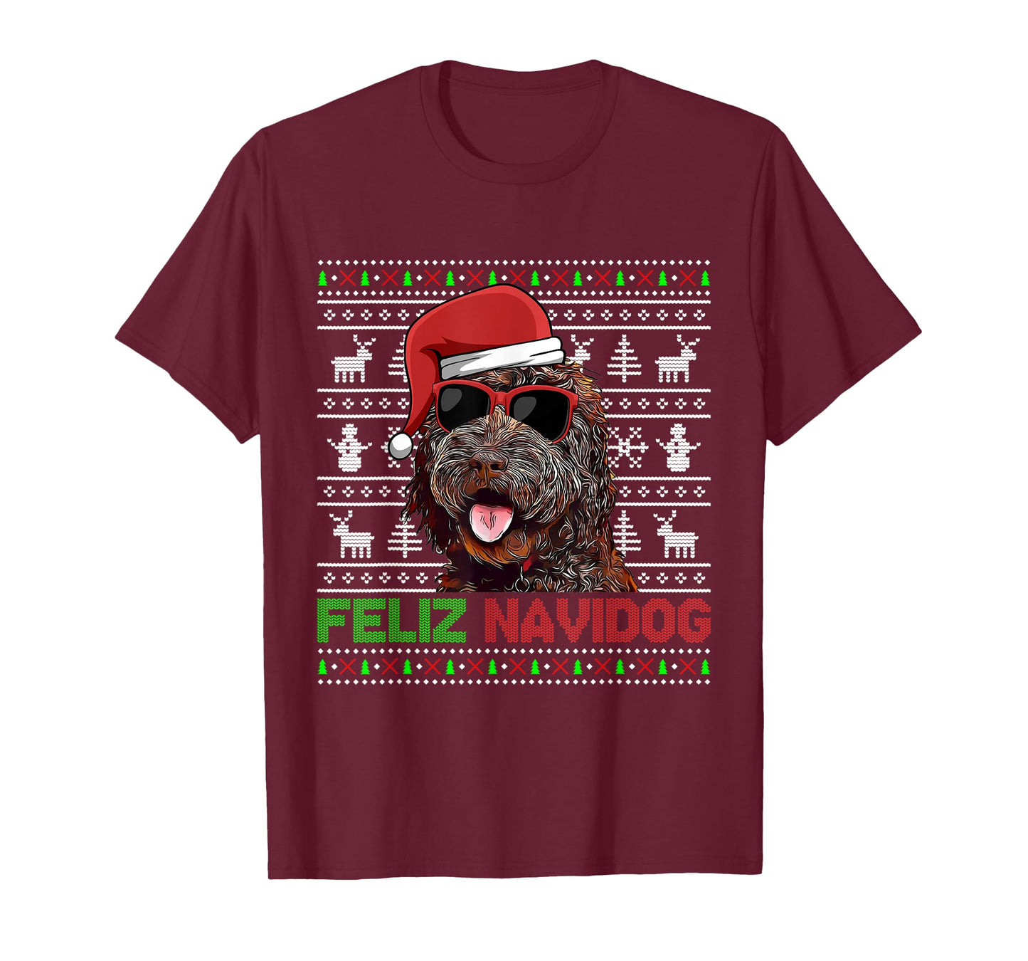 Barbet Dog Feliz Navidog Funny Christmas T-Shirt