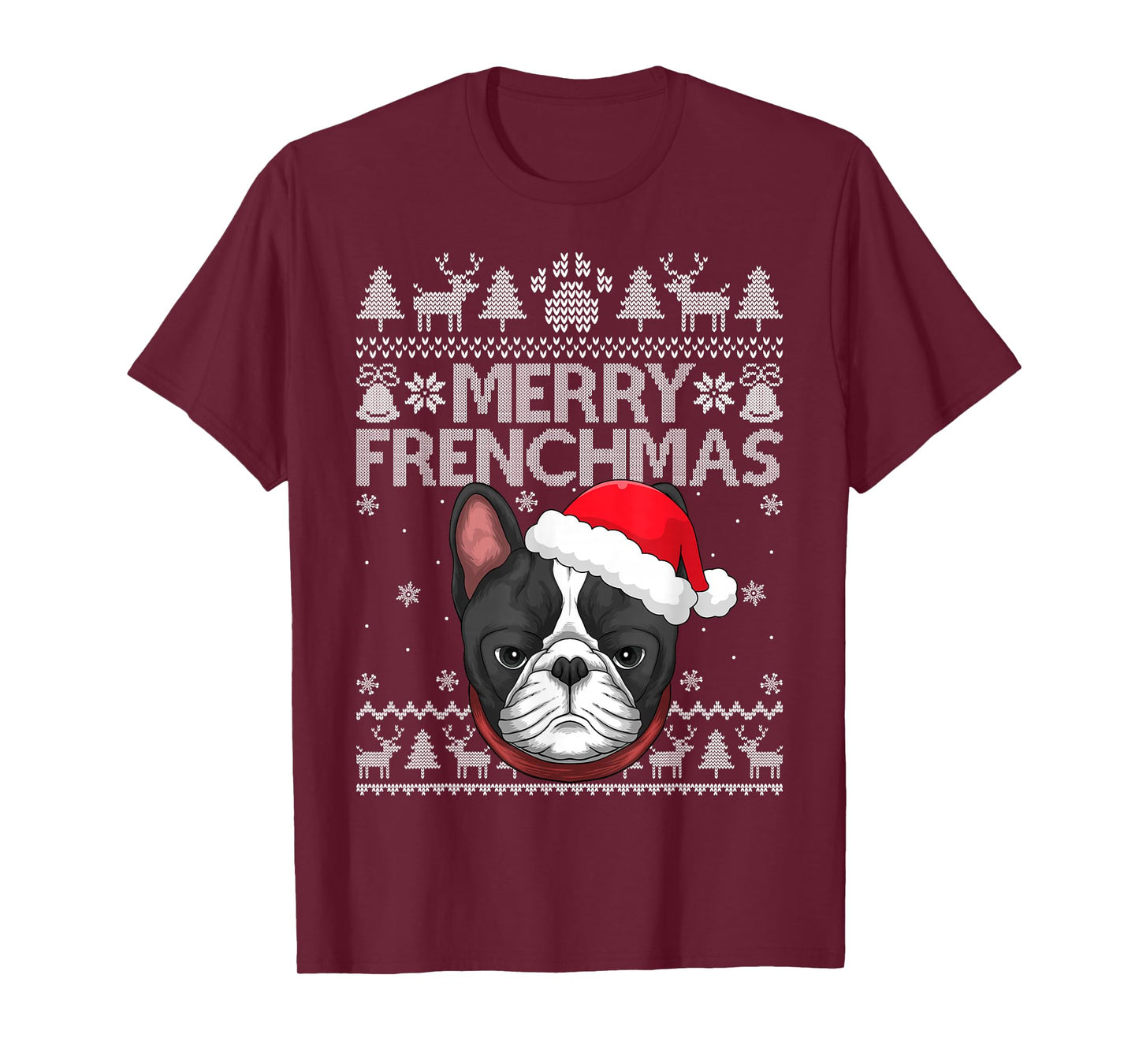 French Bulldog Christmas Ugly Sweaters Merry Frenchmas Xmas T-Shirt