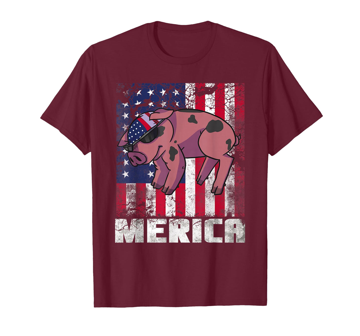 Merica Pig USA American Flag 4th of July Patriotic Gift T-Shirt