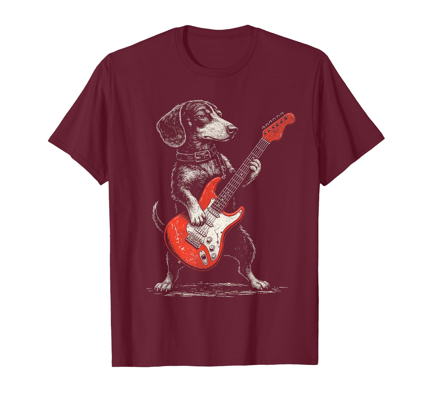 Rockin Vintage Dachshund Weenie with Guitar Gifts T-Shirt