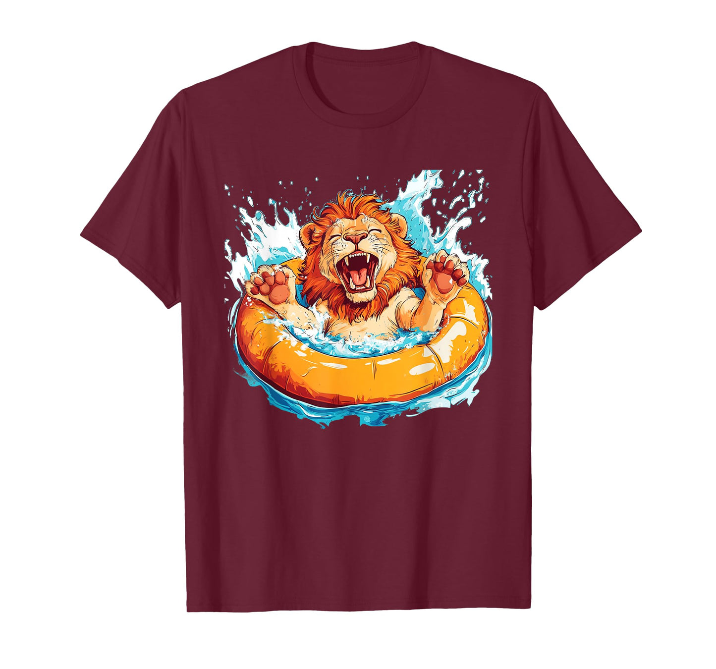 Nice Summer Costume with Lion in Pool for Boys and Girls T-Shirt
