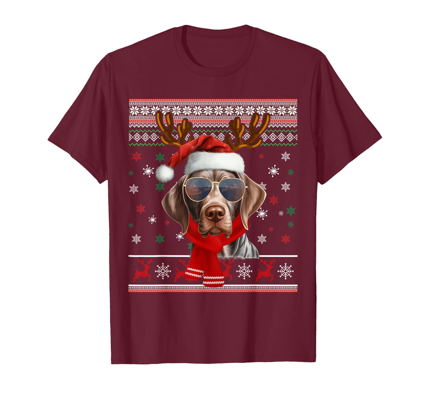 German Shorthaired Pointer Christmas Ugly Sweater Xmas Dog T-Shirt