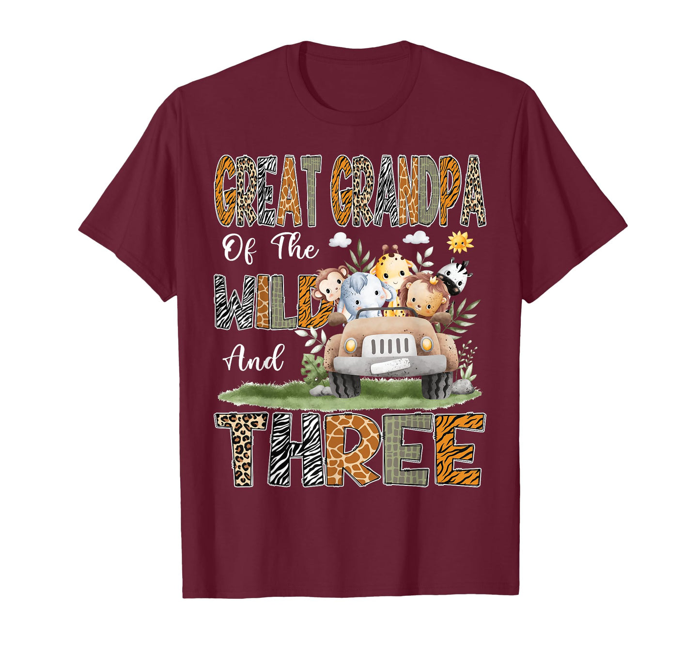 Great Grandpa Of The Wild Three 3Rd Birthday Safari Animal T-Shirt