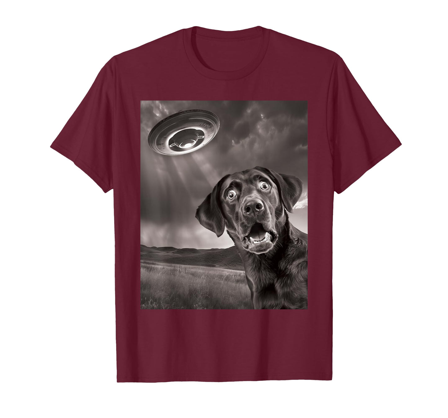 Funny Dog Black Lab Labrador Retriever UFO Selfie T-Shirt