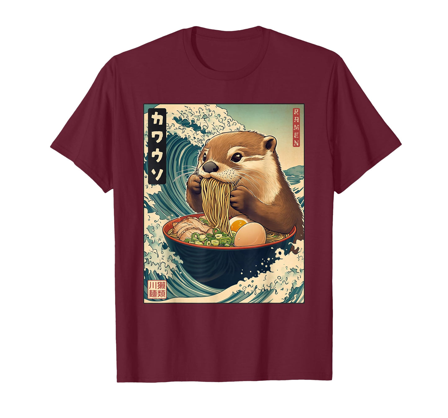 Otter Ramen Noodles Japan Kawaii Retro Great Wave Anime T-Shirt