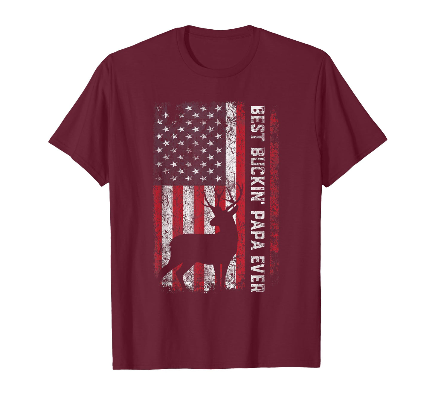 USA Flag Best Buckin Papa Ever Deer Hunting Fathers Day Men T-Shirt