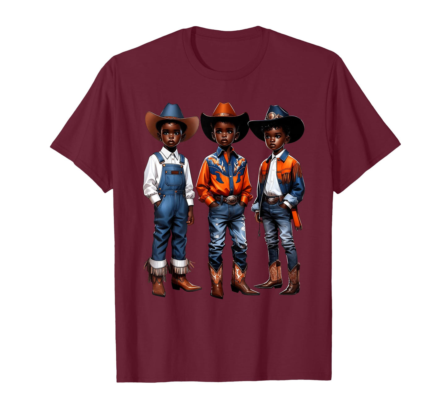 Black Cowboy Western Rodeo Melanin Black History Texas Kids T-Shirt