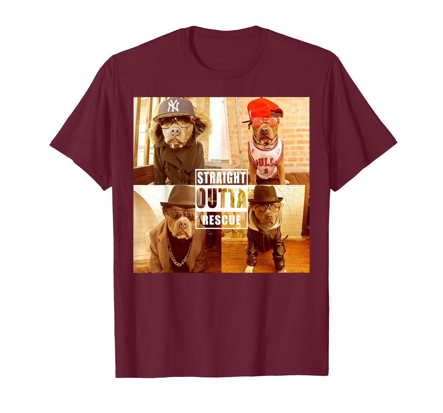 Pitbull Love Straight Outta Rescue Funny Pit Bull T-Shirt T-Shirt
