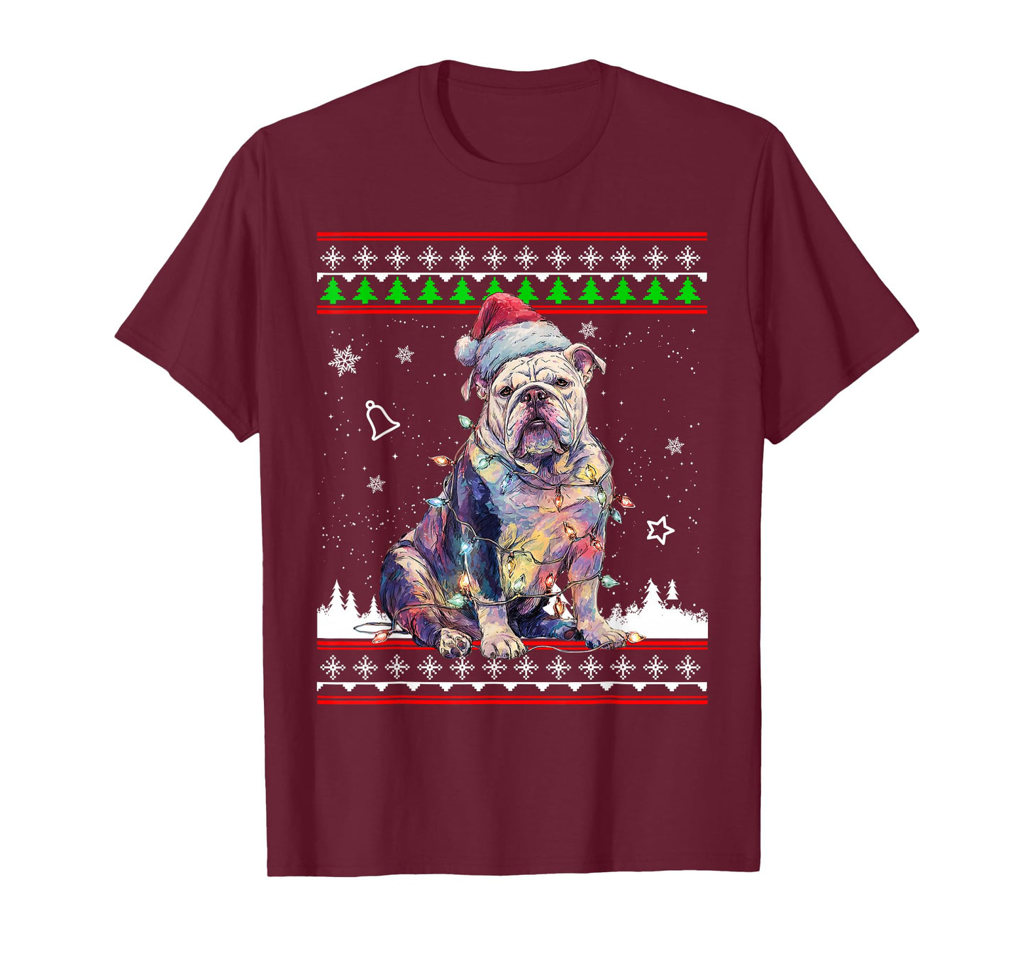 English Bulldog Christmas Ugly Sweater Funny Dog Xmas T-Shirt