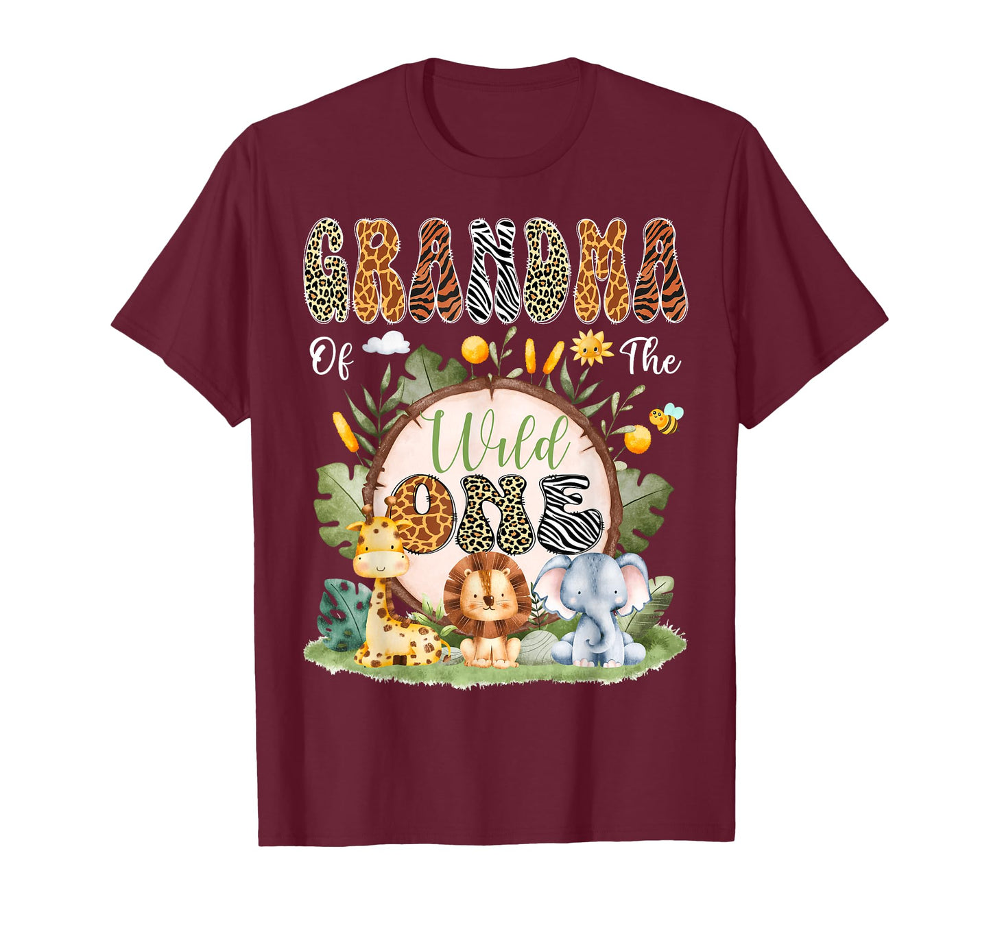 Grandma Of The Wild One 1St Bday Safari Jungle Animal T-Shirt