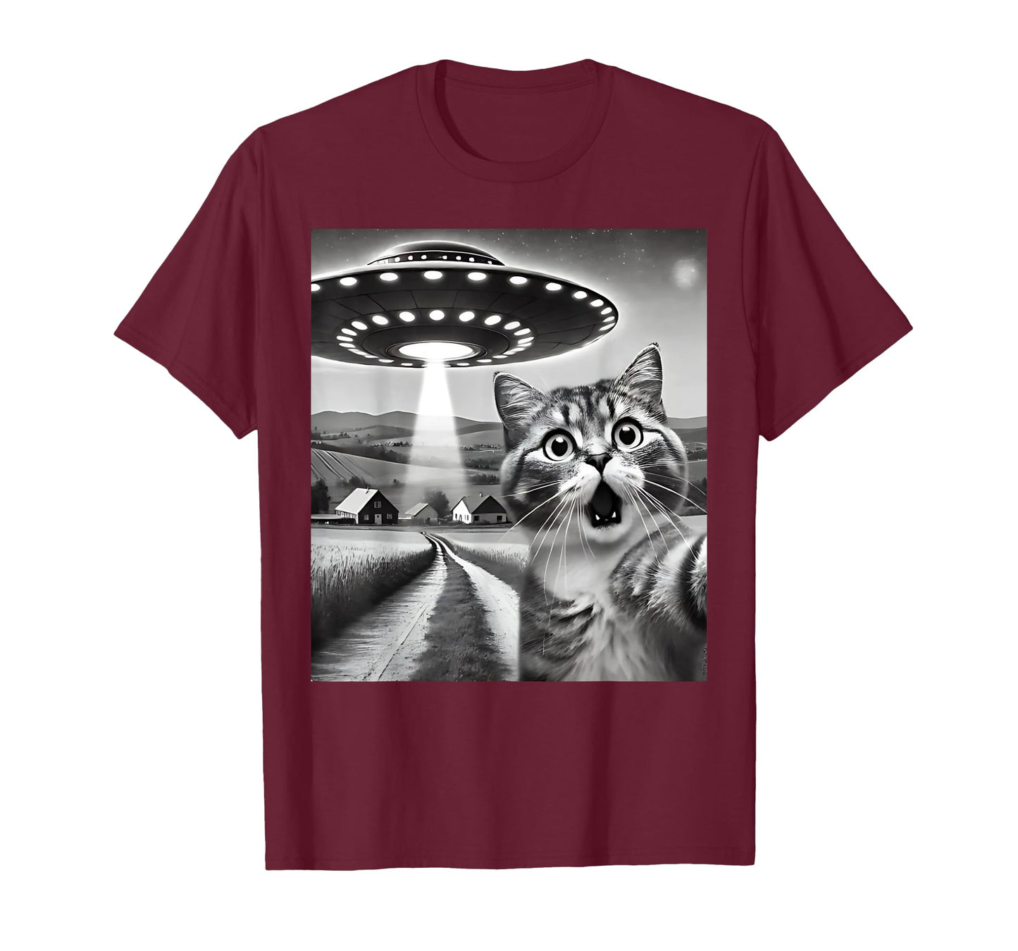 Cat Selfie With Alien UFO Funny Cat Gifts For Men Women Kid T-Shirt