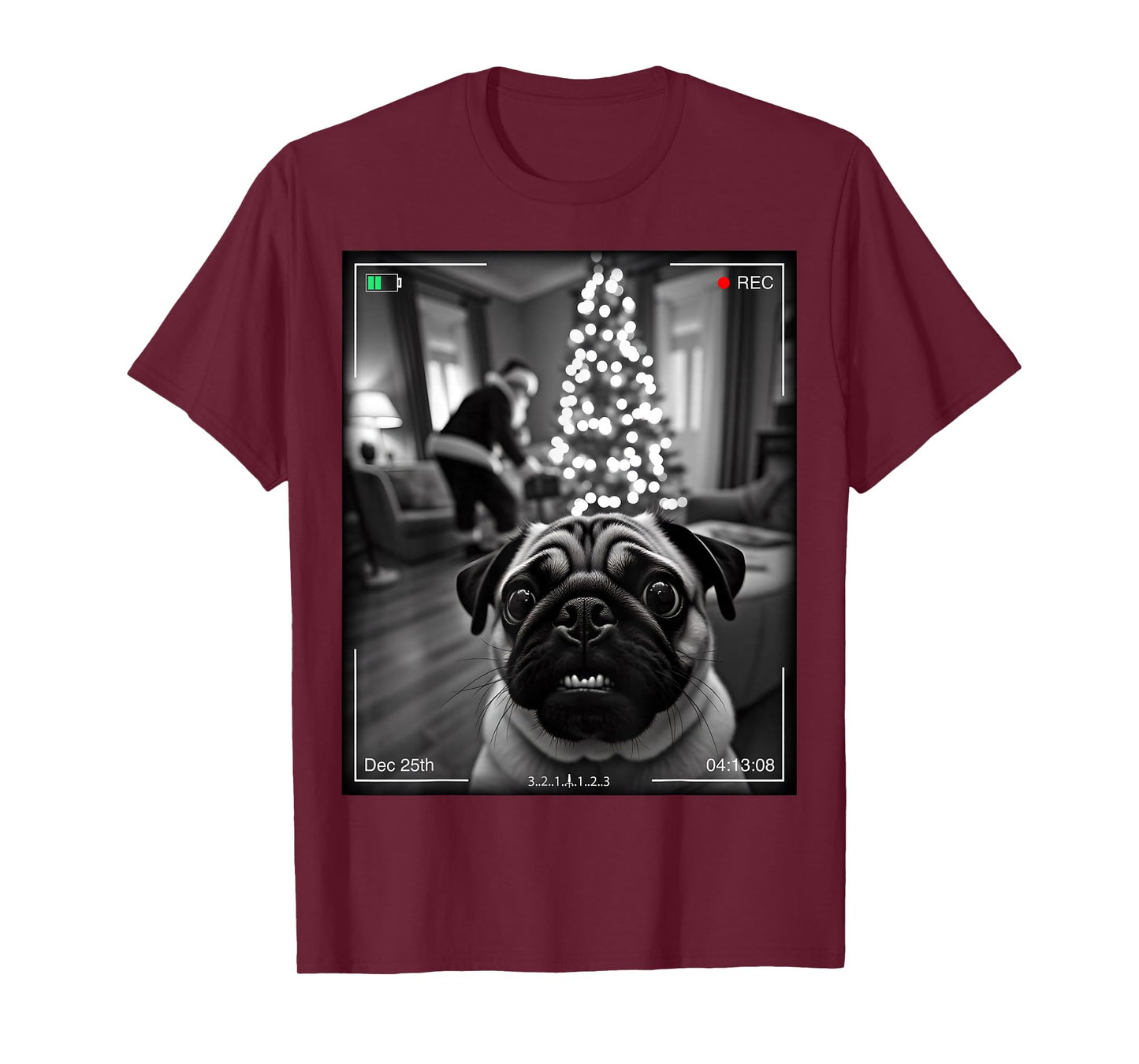 Pug Catches Santa On Camera Xmas T-Shirt