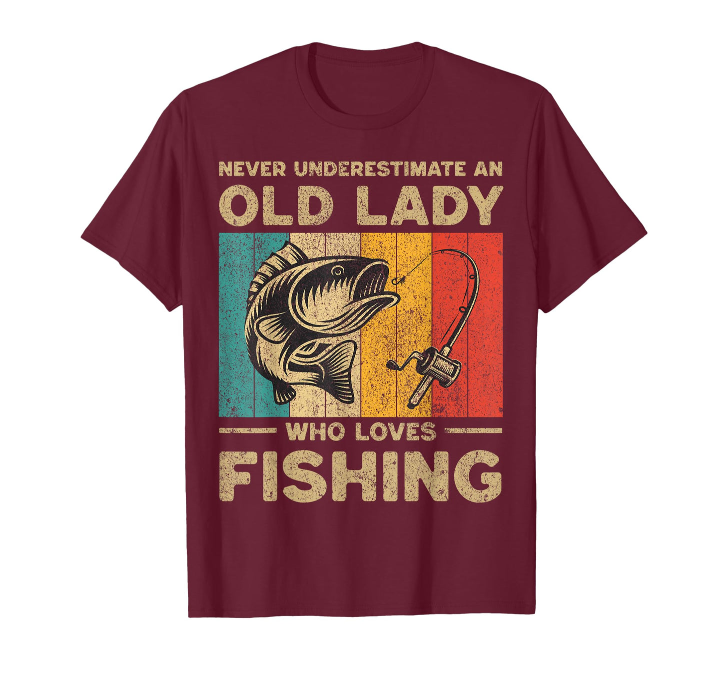 Funny Vintage Fishing Jokes Womens Fisherman Bass Fish T-Shirt
