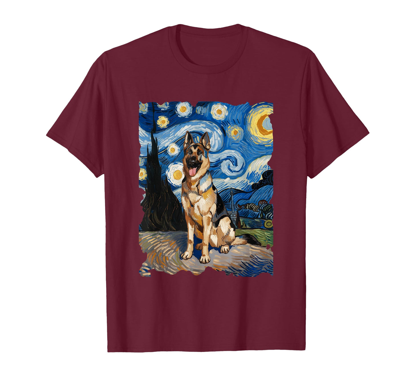 German Shepherd Starry Night - Funny Van Gogh Painting Dog T-Shirt
