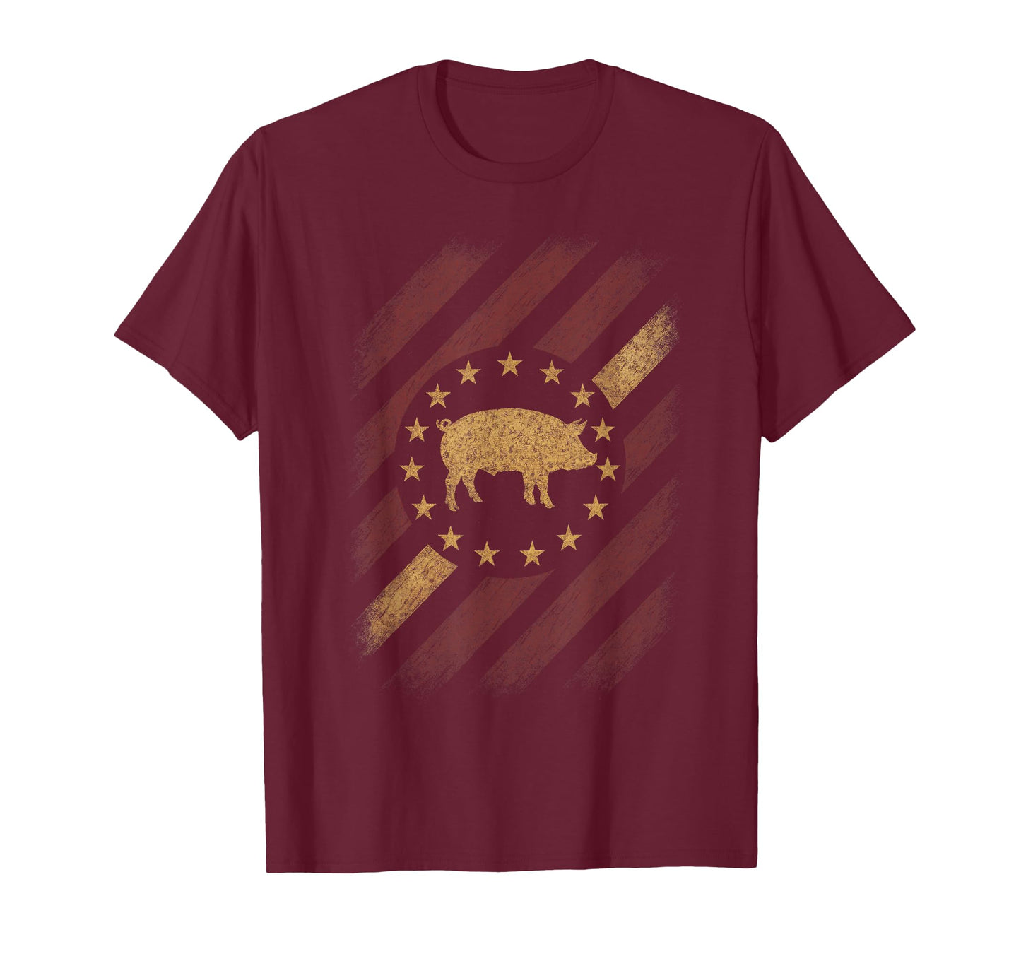 Vintage Pig Patriotic Design - Farm Animal Country T-Shirt
