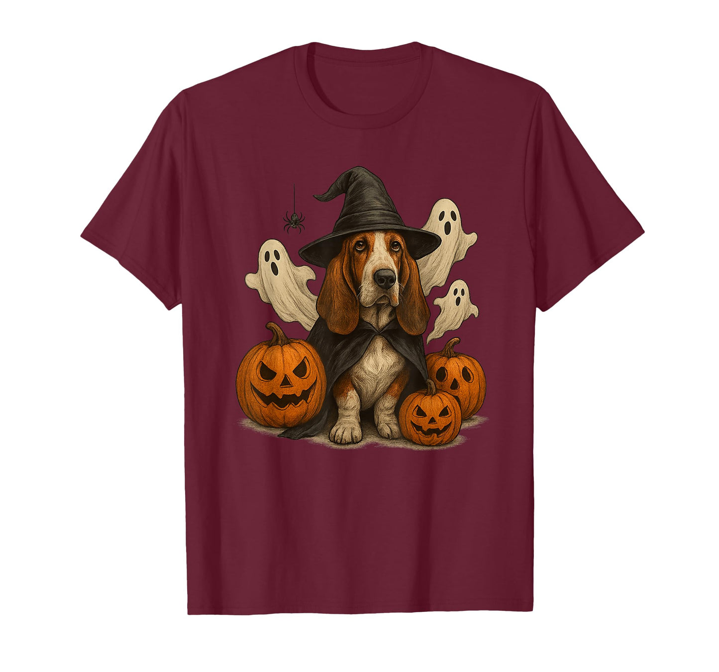 Halloween Basset Hound, Witch's hat, Cute, Funny T-Shirt