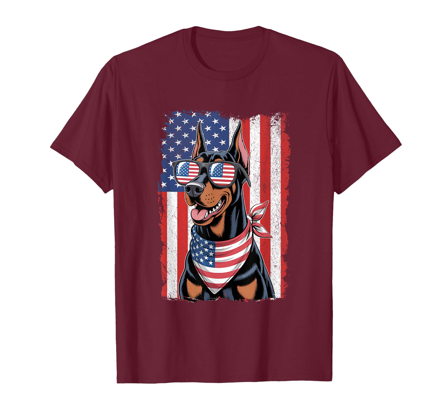 Doberman Pinscher 4th of July Dog Patriotic USA Flag T-Shirt