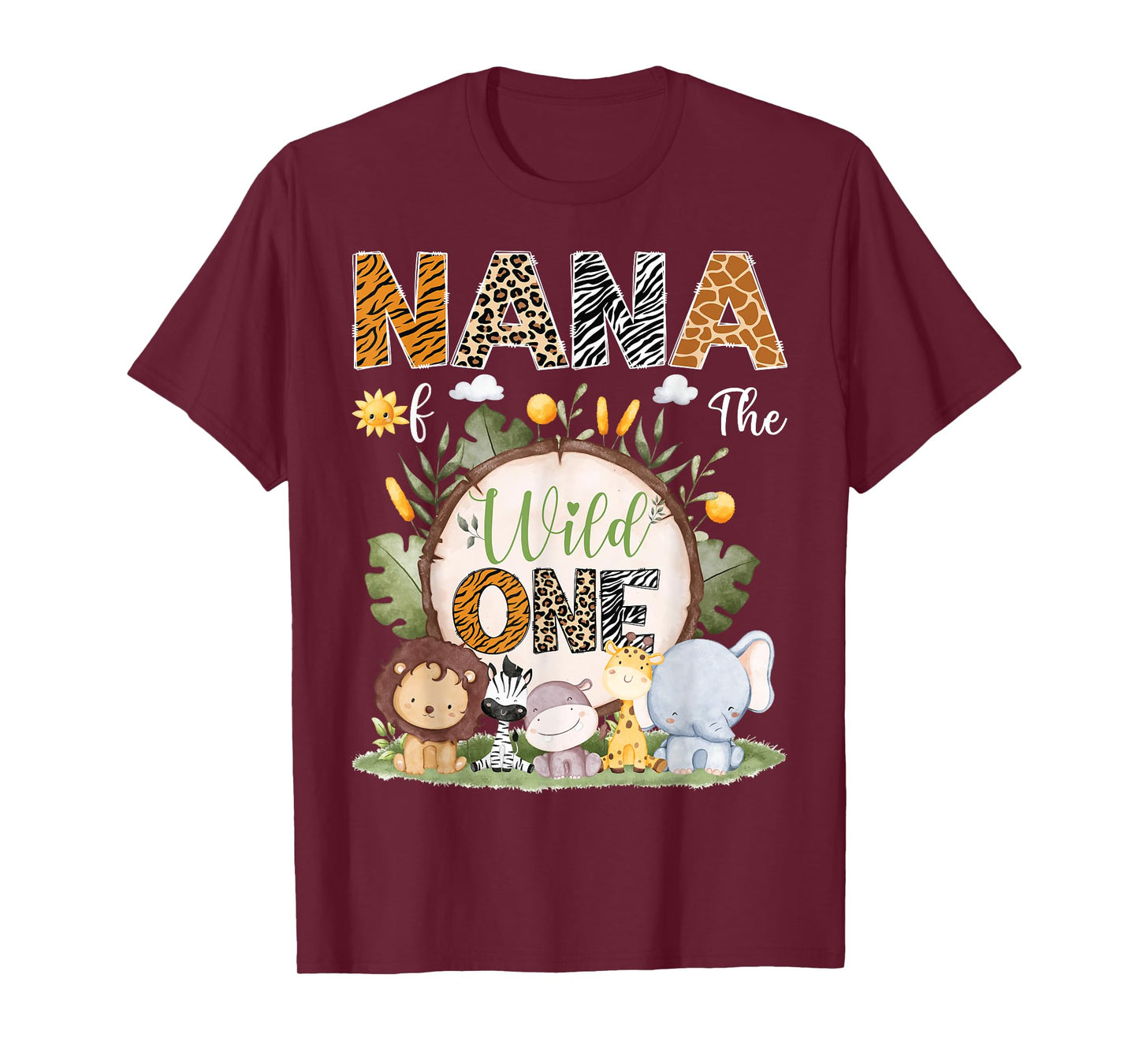 Nana Of The Wild One 1St Birthday Kids Safari Woodland T-Shirt