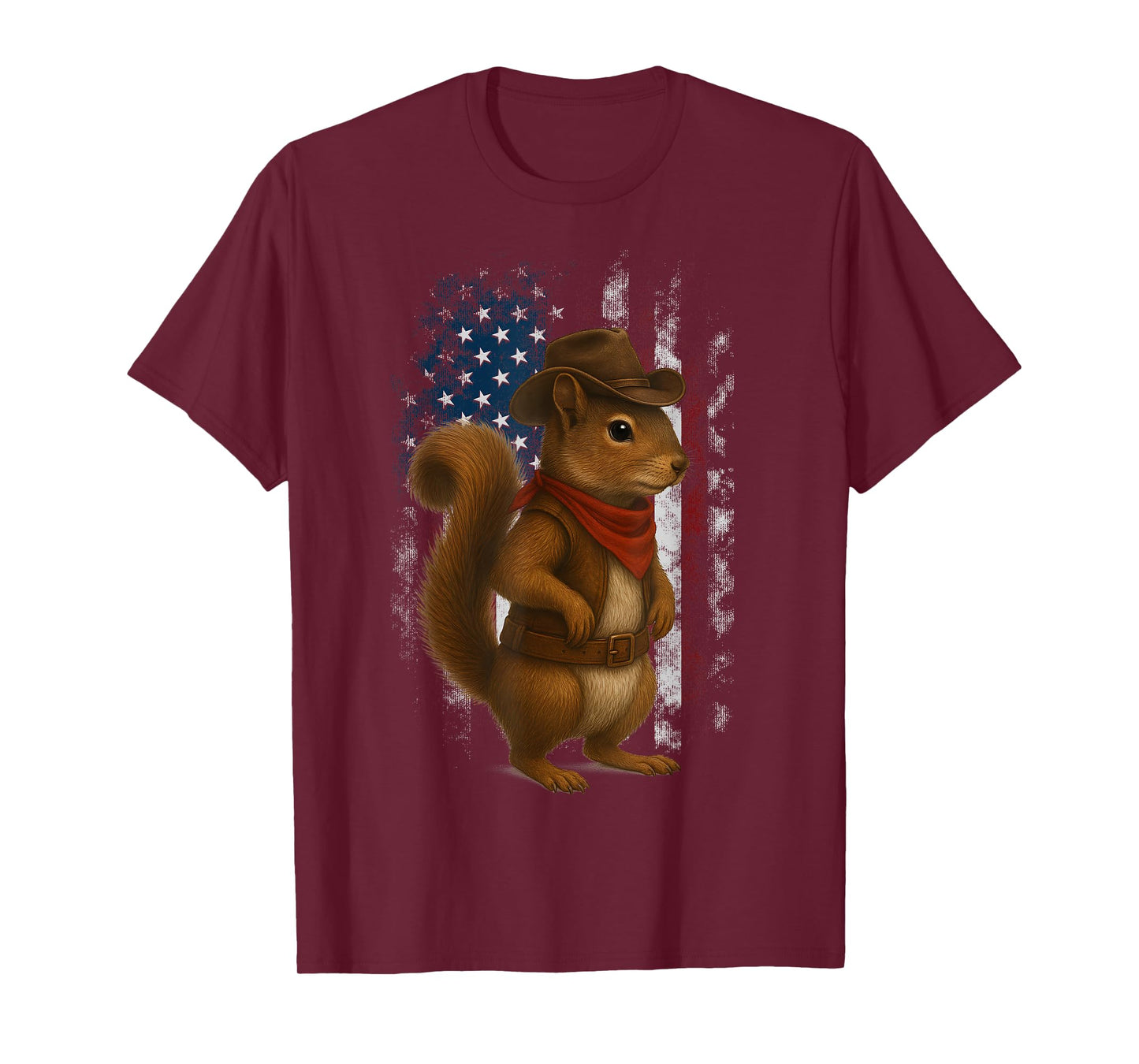 Patriotic Squirrel Cowboy USA Flag American 4th Of July T-Shirt