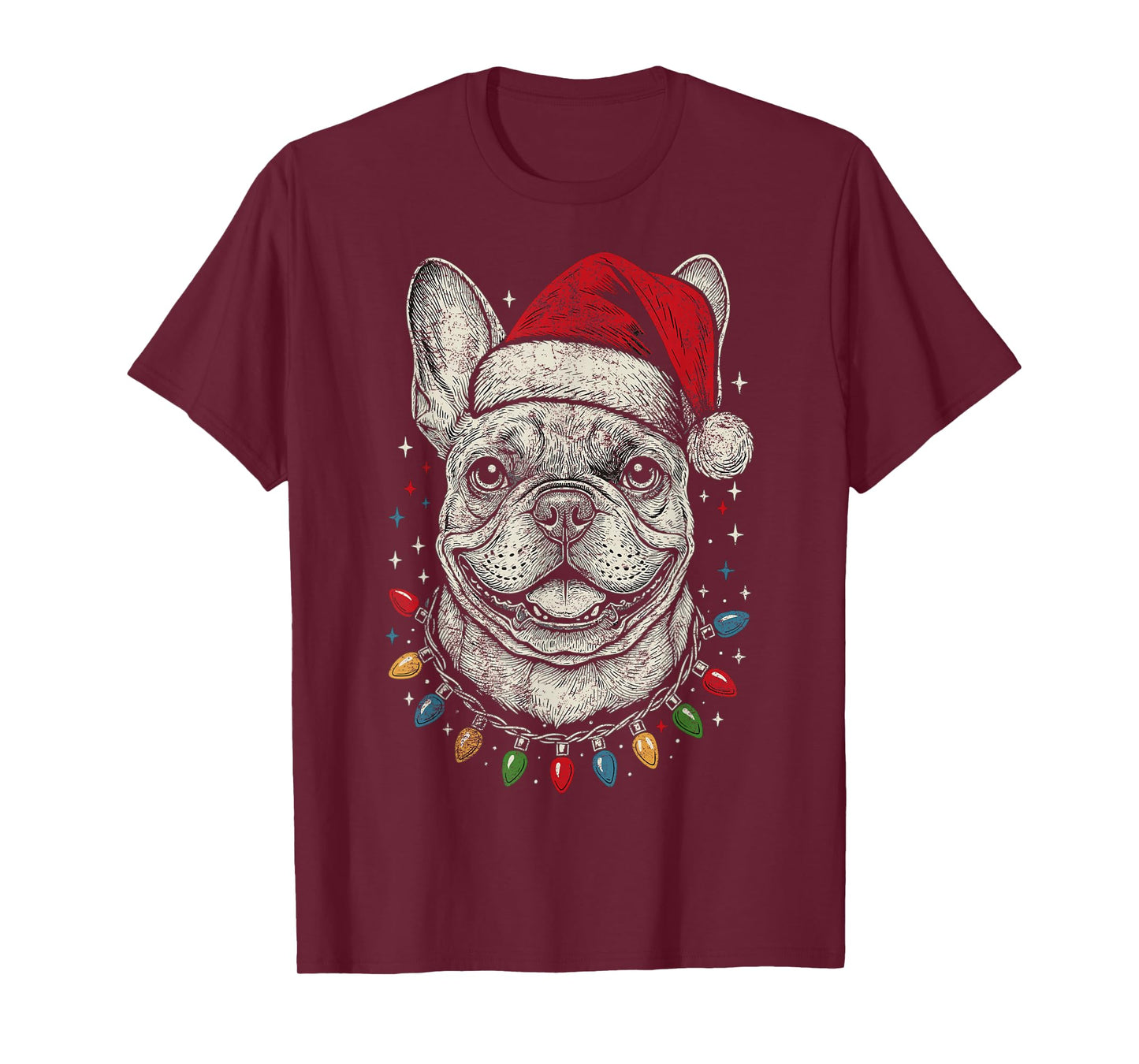 French Bulldog Santa Hat Christmas Xmas Vintage Dog Mom T-Shirt