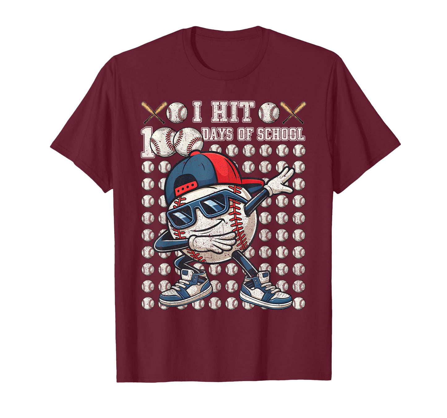 Dabbing Baseball I Hit 100 Days of School Bat Boys Toddler T-Shirt