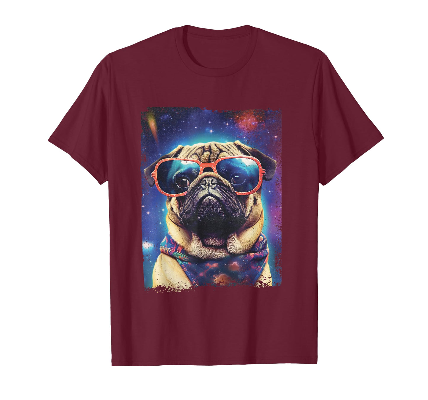 Pug in Space Funny Colorful Dog Graphic T-Shirt