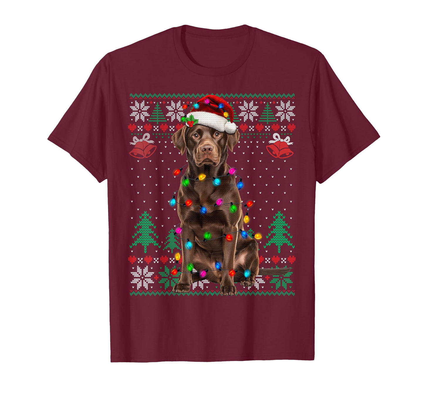 Chocolate Lab Labrador Christmas Santa Hat Dog Ugly Sweater T-Shirt