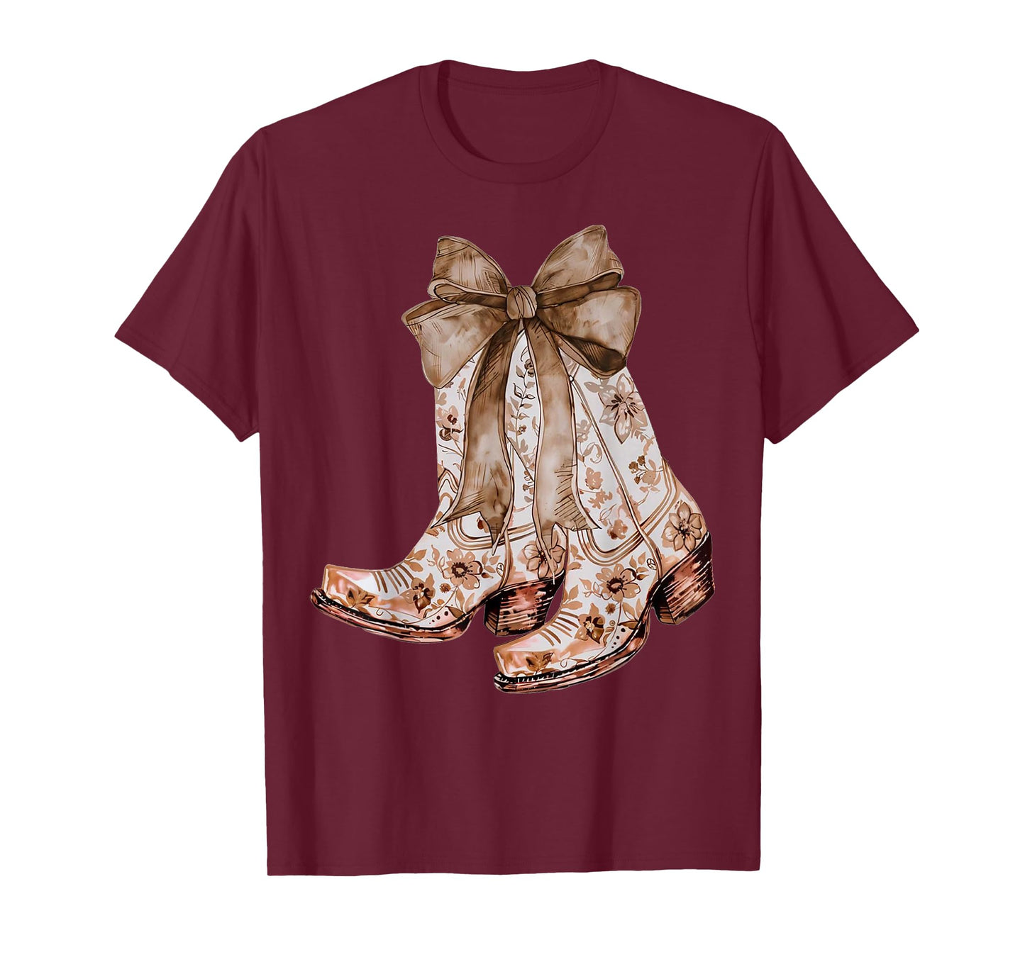 Western Cowgirl Bow Howdy Brown Leather Bow Cowhide Coquette T-Shirt