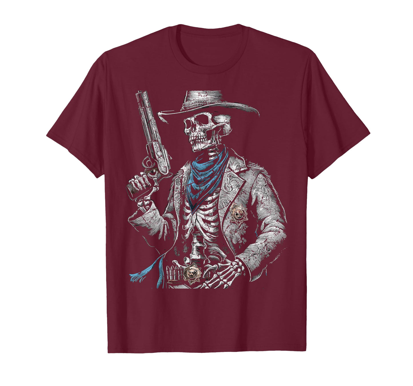 Outlaw Wild West Skeleton Cowboy Gunslinger T-Shirt