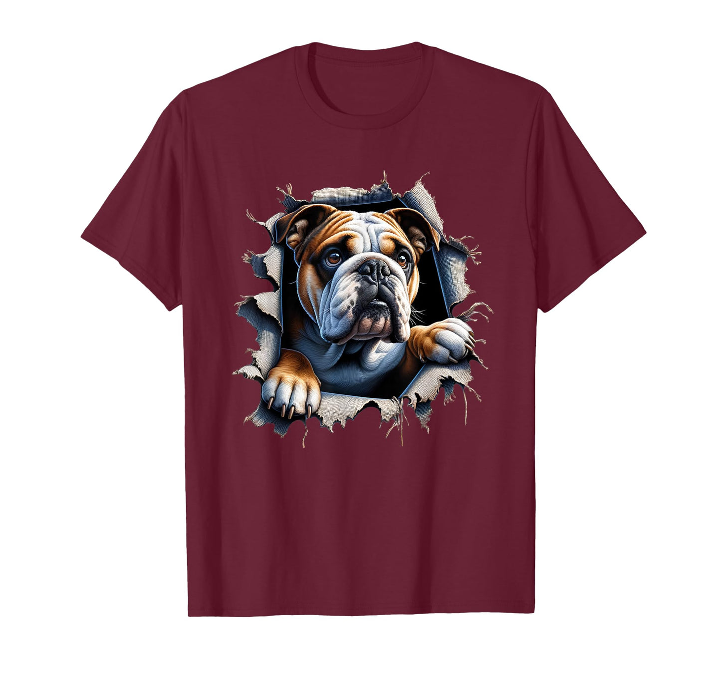 Bulldog Tearing Out Ripping Through Clothes Torn Cloth T-Shirt