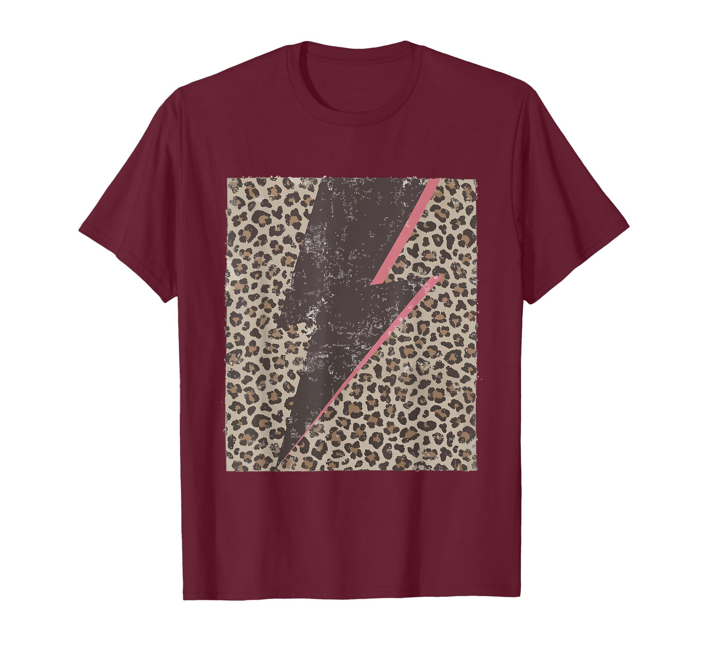 Womens Leopard Cheetah Thunder Print Cool Lightning Bolt T-Shirt