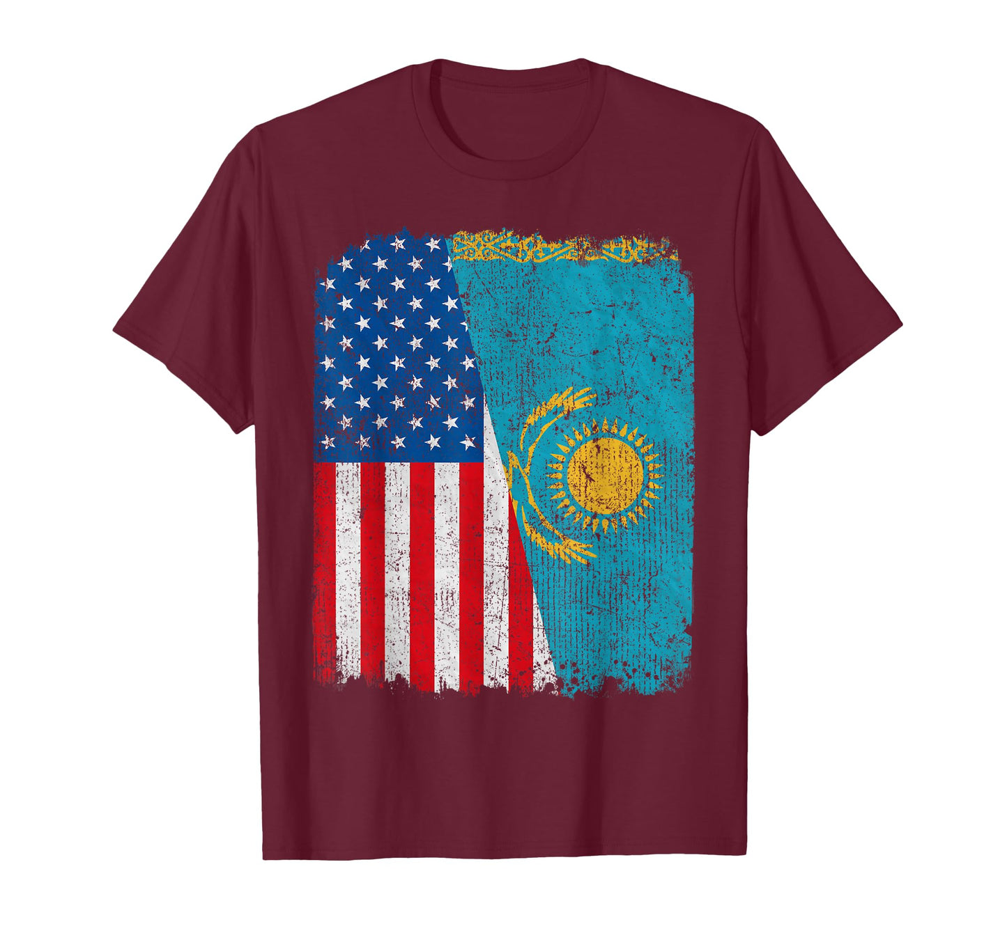 Kazakh American Flag Half USA Kazakhstan Root Proud T-Shirt