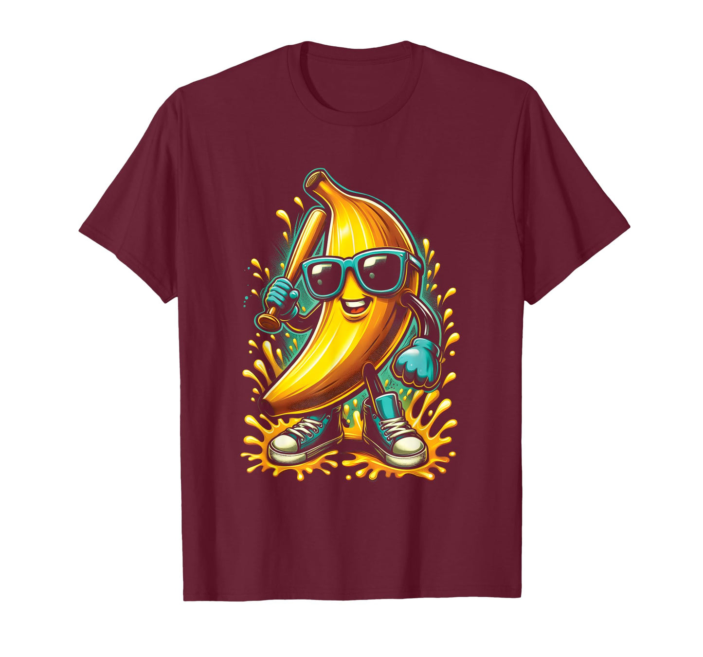 Banana Playing Baseball Meme Fruit Lover Baseball Player T-Shirt