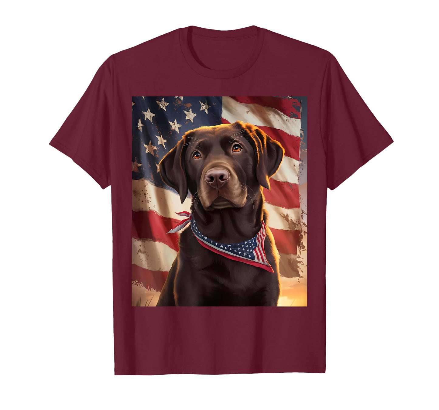 American Flag 4th of July Dog American Chocolate Labrador T-Shirt