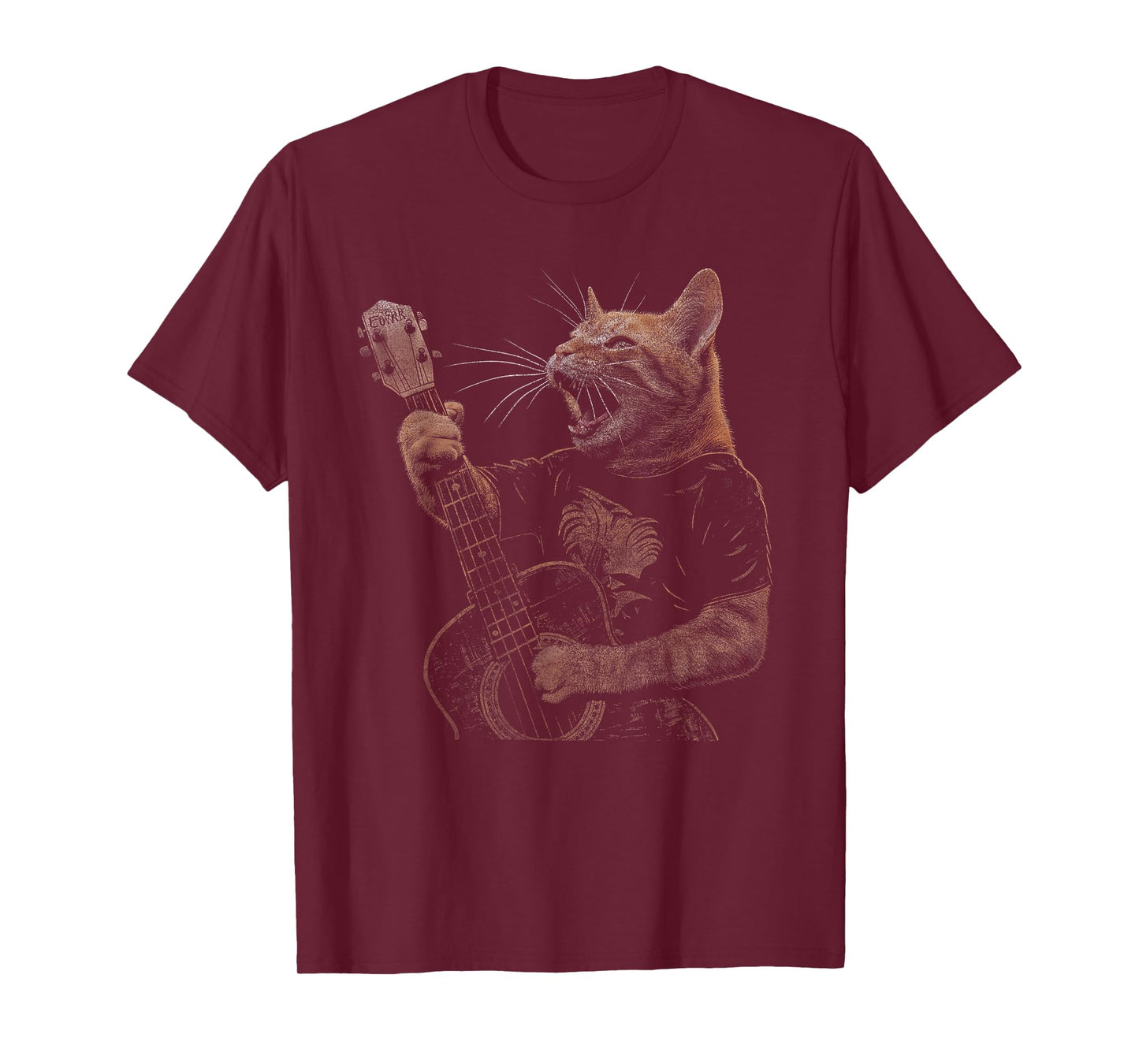 Funny Cat Guitar - Rock and Roll Music Band Concert Vintage T-Shirt for Men Women Kids