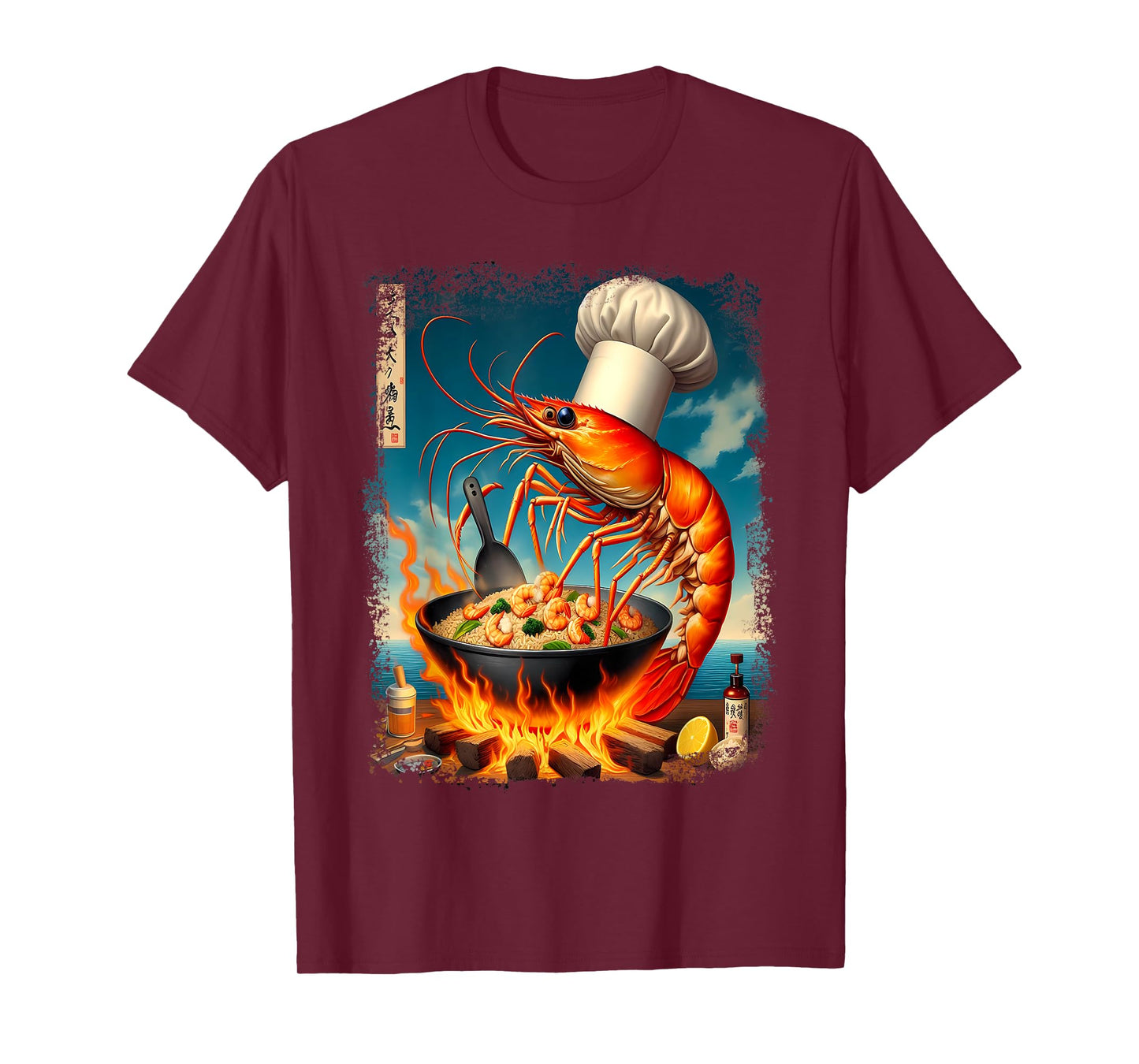 Funny Shrimp Fried This Rice Meme Painting Distressed Style T-Shirt