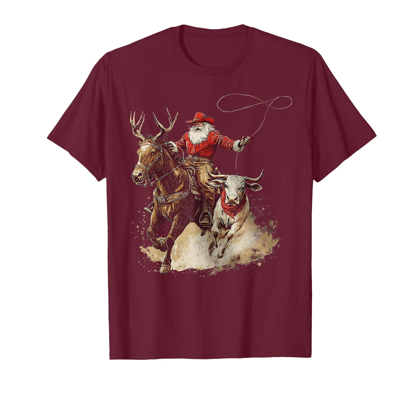 Merry Christmas Xmas Santa Cowboy Western Pajamas Holiday T-Shirt
