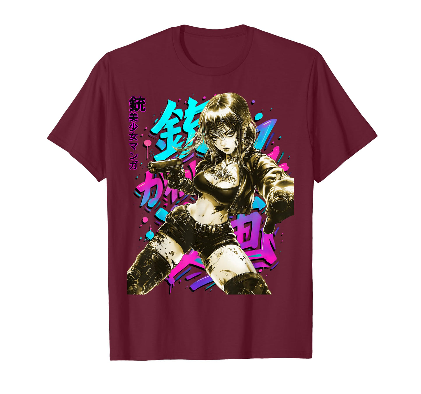 Anime Waifu Sketch Line Art Manga Graffiti Graphic T-Shirt