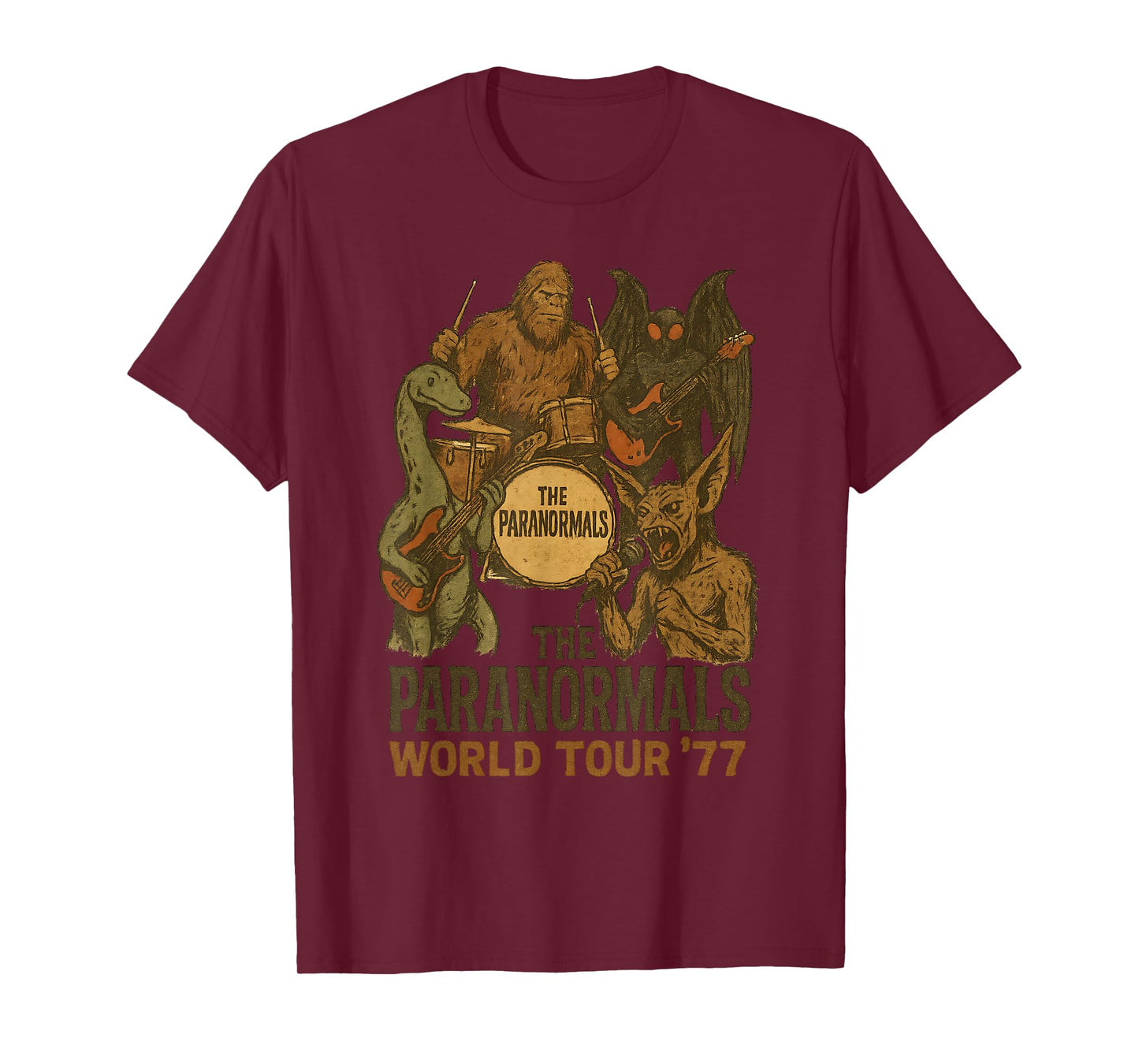 The Paranormal Cryptid Bigfoot Mothman Music Band World Tour T-Shirt