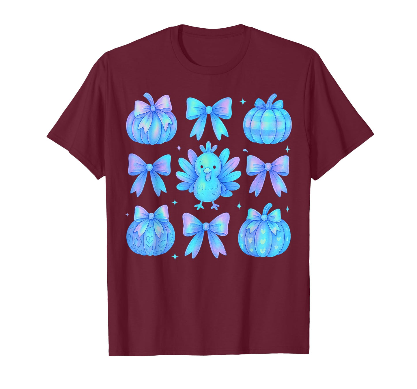 Pumpkin Season Thanksgiving Coquette Bow Autumn Fall Leaves T-Shirt