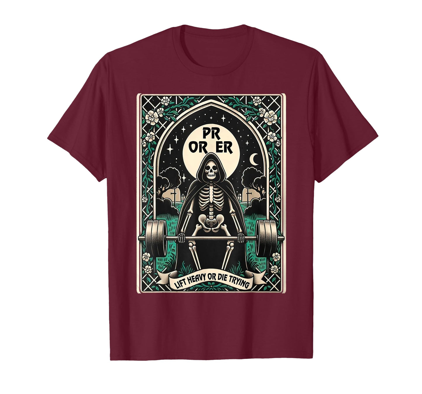 Skeleton Gym, Halloween Pump Cover, PR OR ER Card Tarot Tee T-Shirt