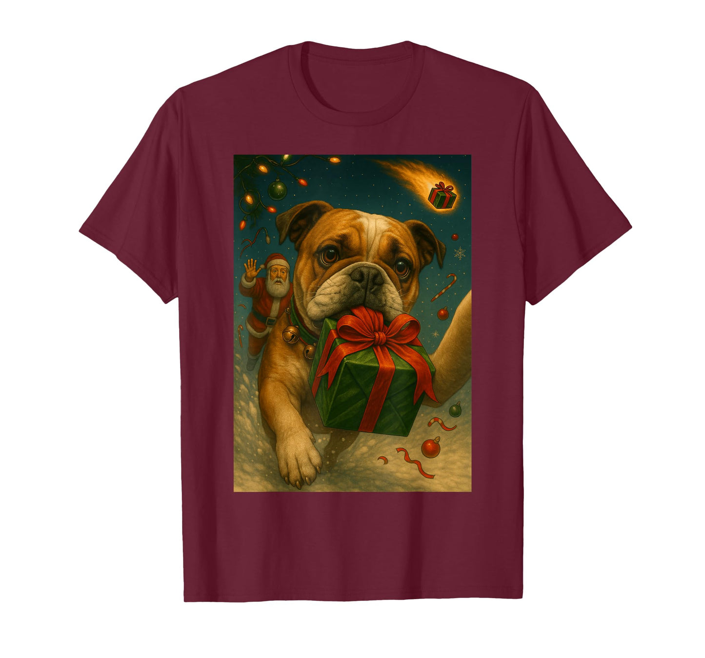Christmas English Bulldog Shirt - Funny Dog Selfie & Santa T-Shirt