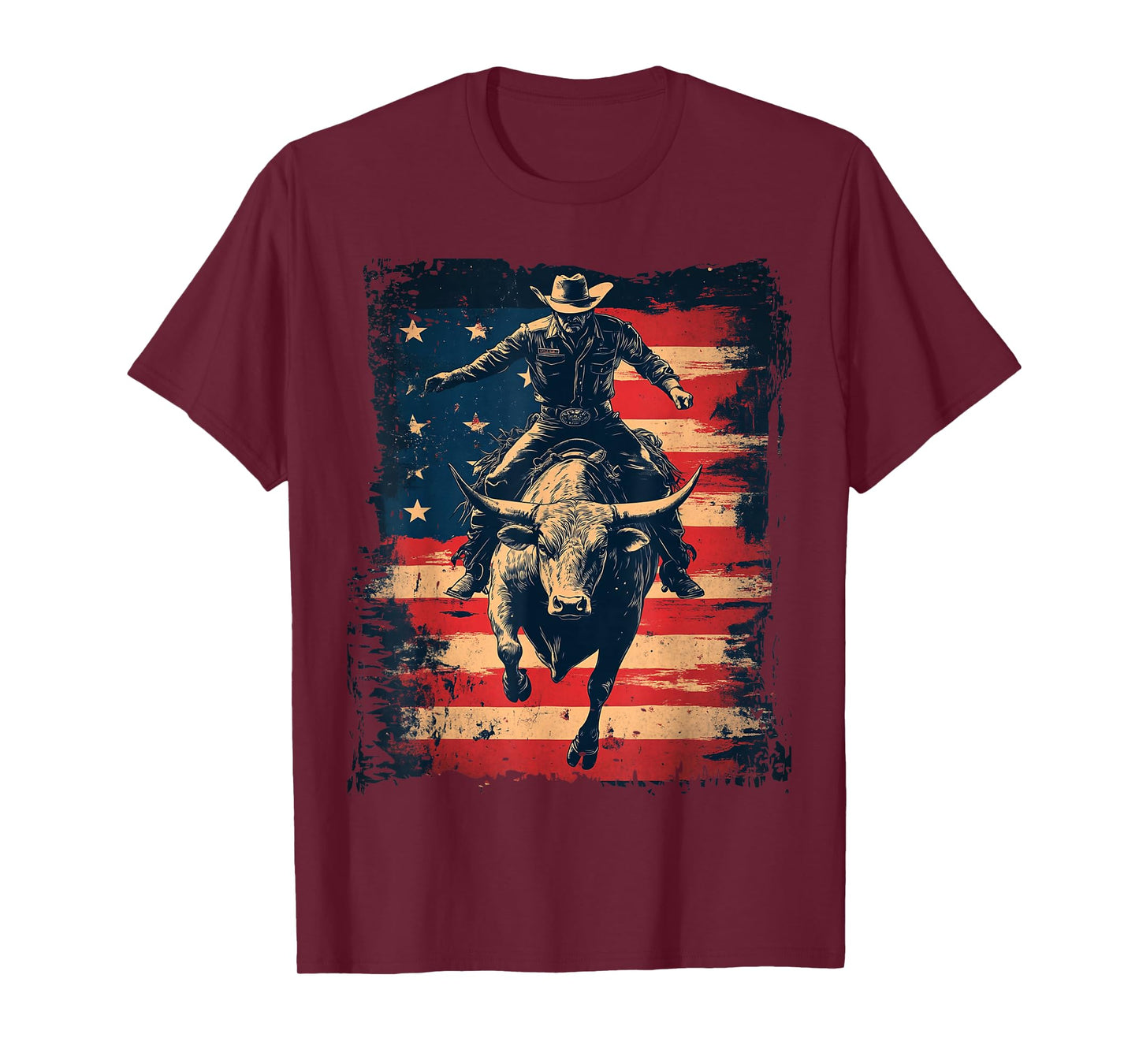 Rodeo Bull Rider Vintage Flag Grit T-Shirt
