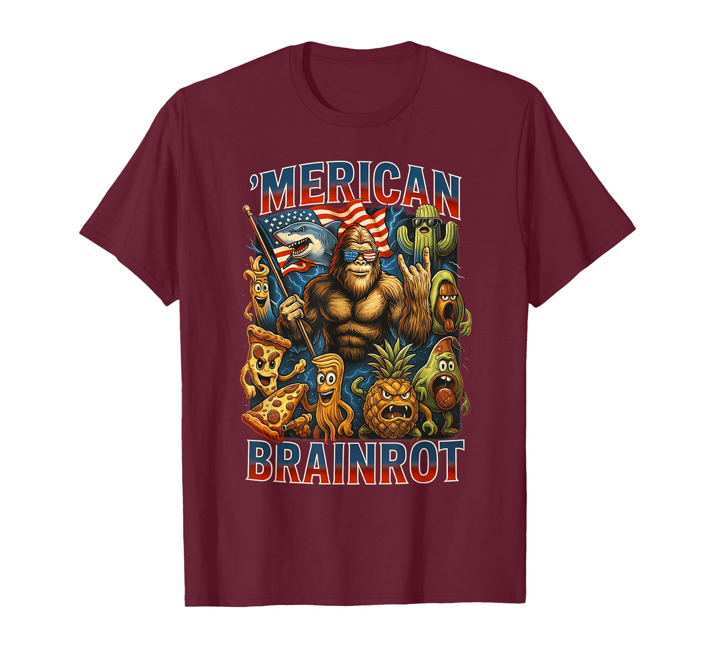 Italian Brainrot Big Meme 4th of July Flag Foot T-Shirt