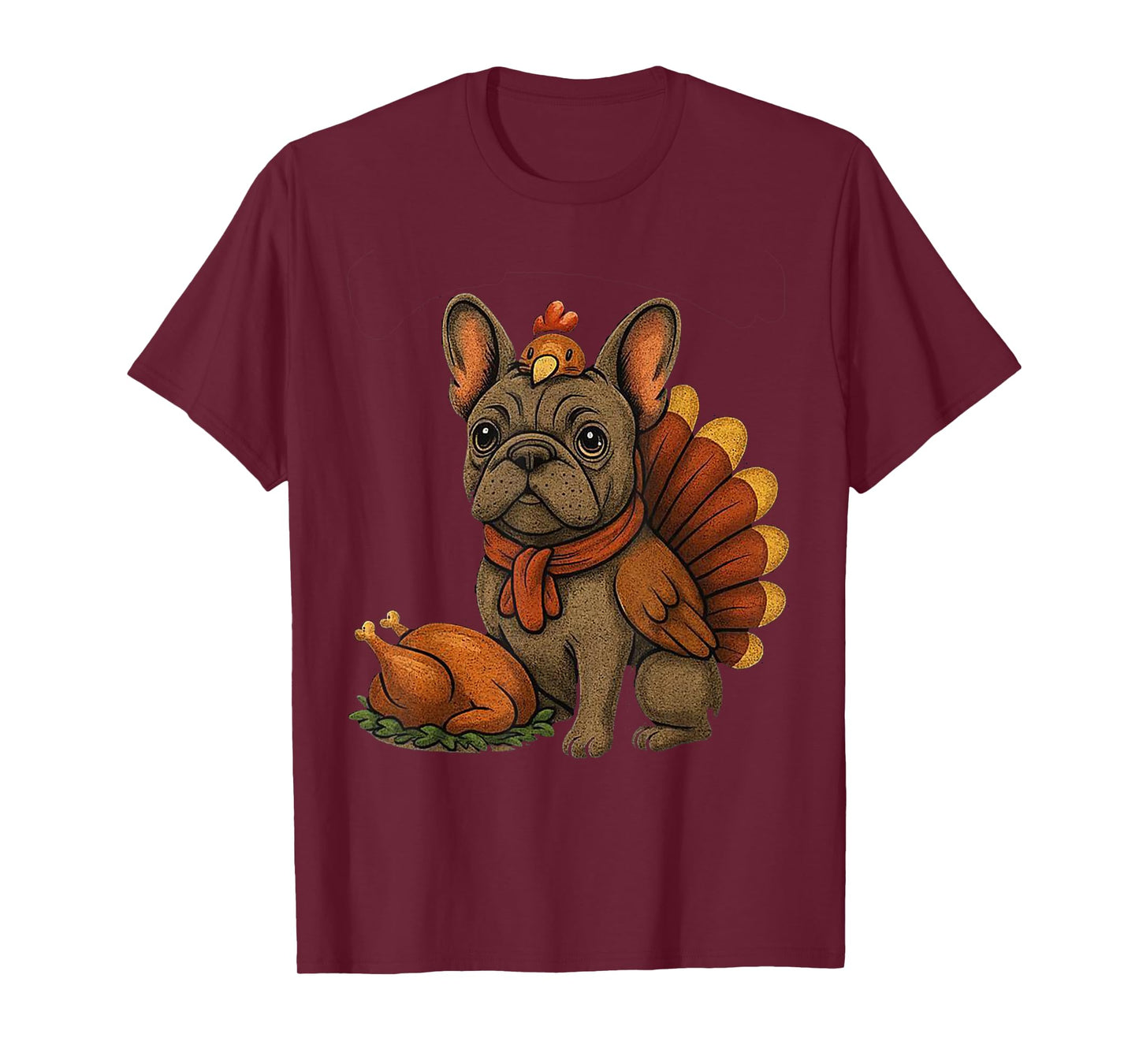 Cute Dog Frenchie Thanksgiving Santa Christmas Xmas T-Shirt